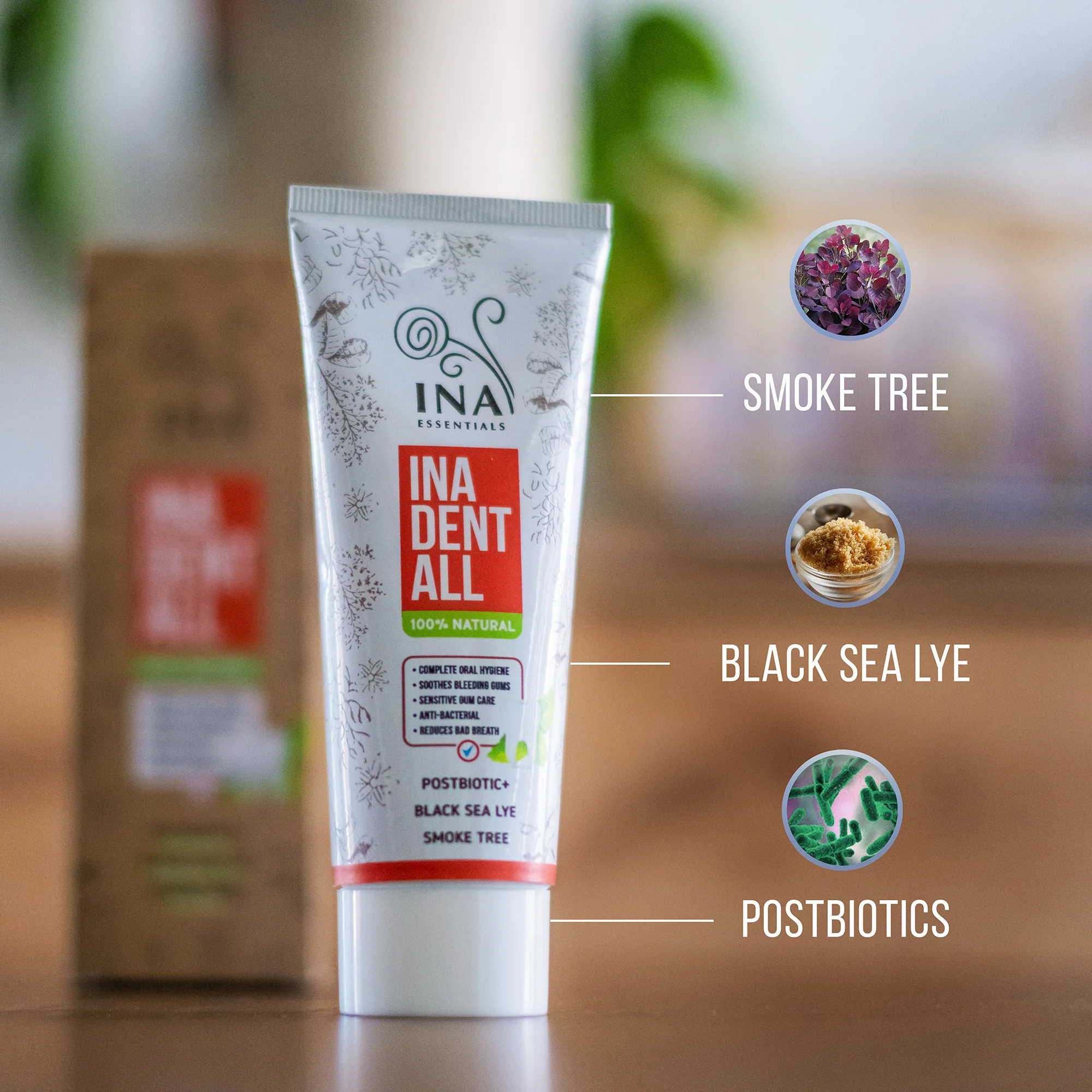 Natural Fluoride-Free Toothpaste with Smoke Tree, Black Sea Lye, and Postbiotic - Ina Dent-All - Image 6