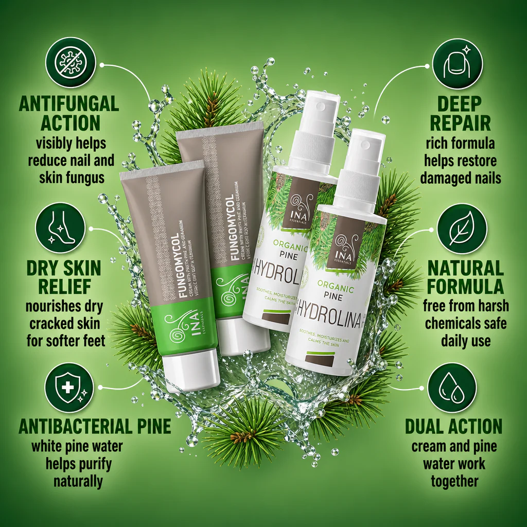 Buy 2 Creams for Nail Fungus and Dry and Cracked Skin, Get 2 Organic White Pine Waters for Free - Image 2