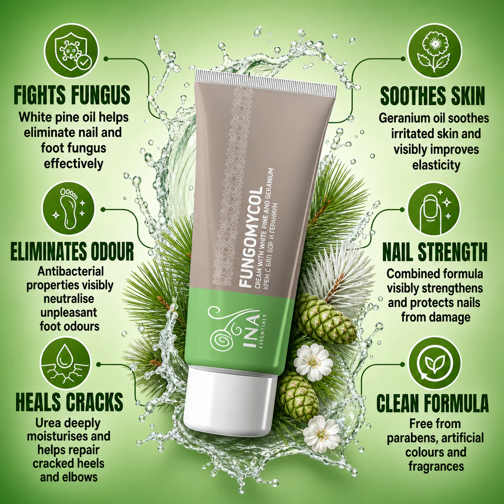 2 in 1 Cream for Nail fungus and dry, cracked skin - with White pine, Urea and Geranium - Image 2