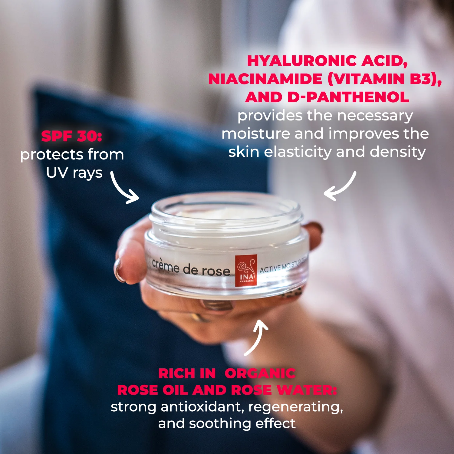 Crème de rose - active Moisturizer with SPF30 - highly enriched with Organic Rose Essential Oil - Image 3