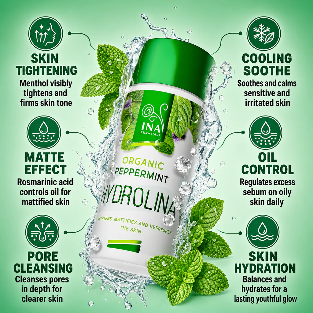 Organic Peppermint Water - Hydrolina for tight skin and Matte effect - Image 2